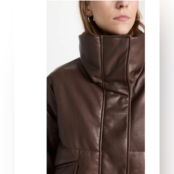 Pistola Denim Donovan Faux‎ Leather Puffer Brown Jacket - Picture 7 of 16